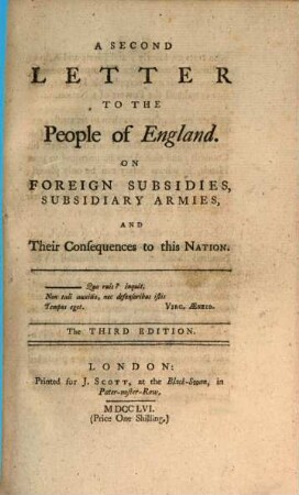 A Letter To The People of England. 2, On Foreign Subsidies, Subsidiary Armies, And Their Consequences to this Nation