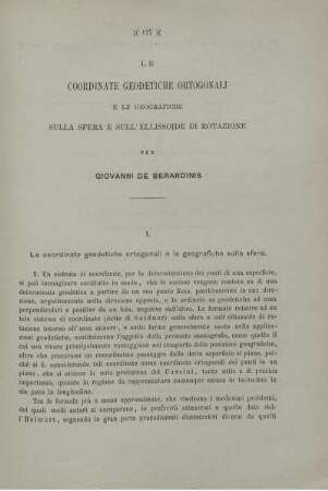 Le coordinate geodetiche ortogonali e le geografiche sulla sfera e sull'ellissoide di rotazione.