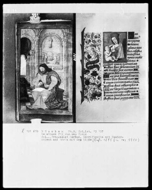Lateinisches Gebetbuch mit Kalendarium — Evangelist Markus, im Hintergrund eine Himmelfahrt