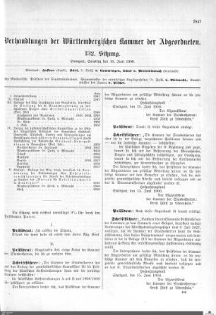 132. Sitzung Stuttgart, 16.6.1900
