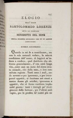 Elogio dell' abate Bartolommeo Lorenzi