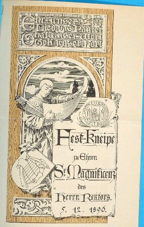 Fest-Kneipe zu Ehren Sr. Magnificenz des Herrn Rektors. 5.12.1896.