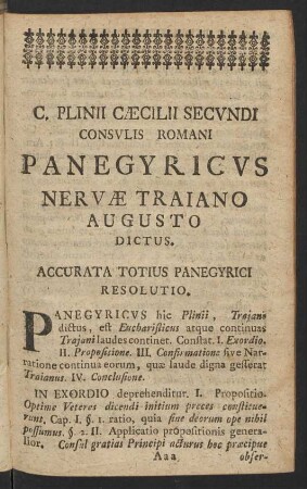 Panegyricus Nervae Traiano Augusto Dictus