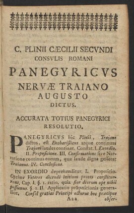 Panegyricus Nervae Traiano Augusto Dictus