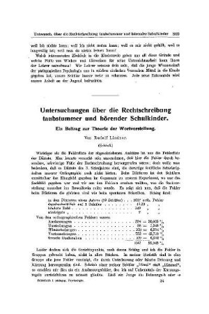 Untersuchung über die Rechtschreibung taubstummer und hörender Schulkinder : ein Beitrag zu Theorie der Wortvorstellung ; (Schluß)