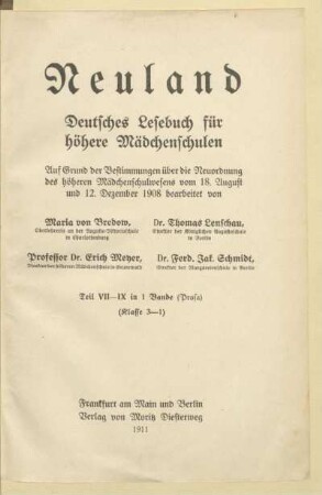 Teil VII - IX in 1 Bande, [Schülerband]: (Prosa) : (Klassen 3 - 1)
