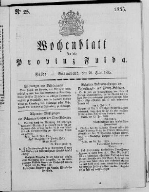 Nr. 25, Ausgabe vom 20. Juni 1835