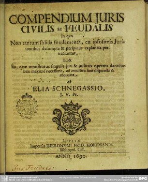 Compendium juris civilis ac feudalis