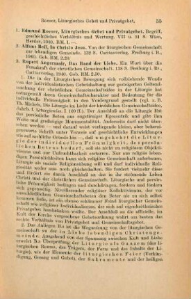 55-57 [Rezension] Roeser, Edmund, Liturgisches Gebet und Privatgebet