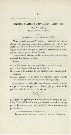 Concours d´agrégation aux lycées, année 1849.