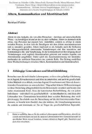 Altern, Kommunikation und Identitätsarbeit