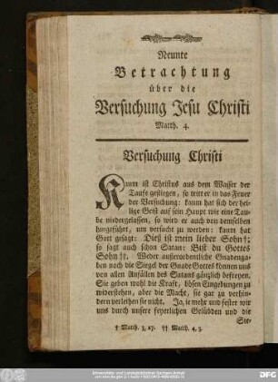Neunte Betrachtung über die Versuchung Jesu Christi Matth. 4.
