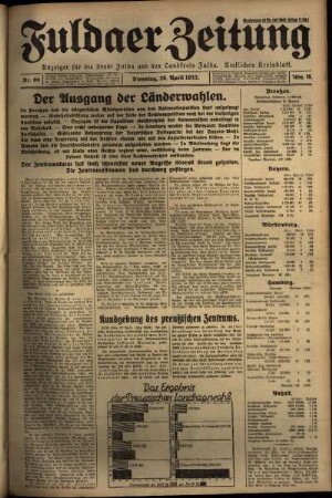 Erste Ausgabe vom Dienstag, den 26. April 1932.