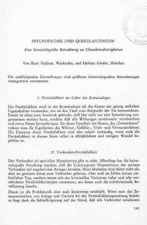 Psychopathie und Querulantentum