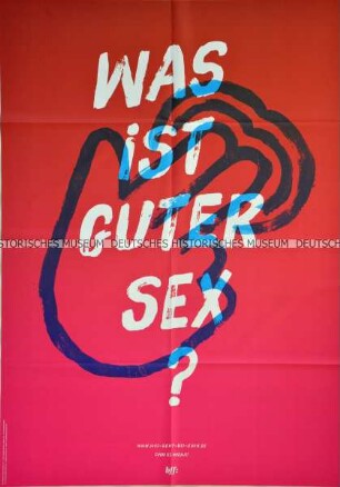 Vorder- und rückseitig bedrucktes Plakat zu der Kampagne des bff (Bundesverband Frauenberatungsstellen und Frauennotrufe/ Frauen gegen Gewalt e.V.) "Was geht bei Euch? Beziehungen auf Augenhöhe."