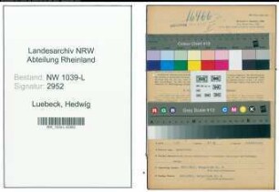 Entnazifizierung Hedwig Luebeck , geb. 10.06.1911 (Posthalterin)
