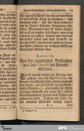 Caput II. Von der eigentlichen Beschaffenheit des Objecti der Genade Gottes.