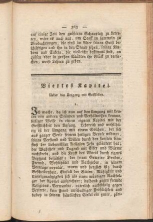 Viertes Kapitel: Ueber den Umgang mit Geistlichen