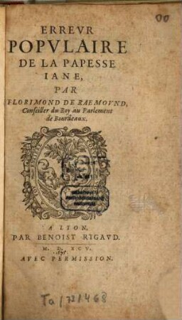 Erreur populaire de la papesse Jane