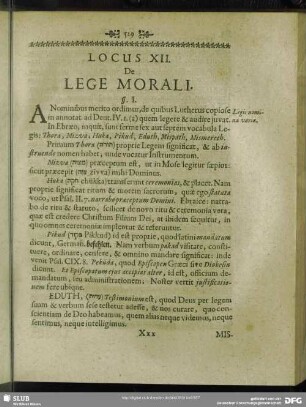 Locus XII. De Lege Morali