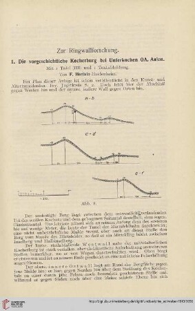 1. Die vorgeschichtliche Kocherburg bei Unterkochen OA. Aalen