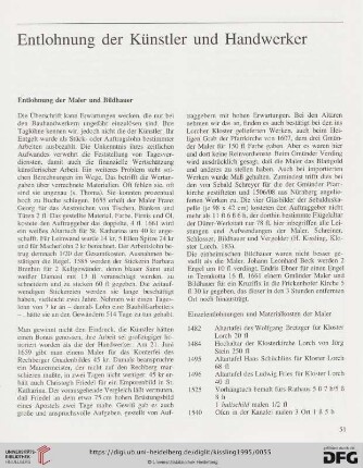 Entlohnung der Künstler und Handwerker