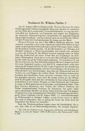 Studienrat Dr. Wilhelm Pfeiffer ✝