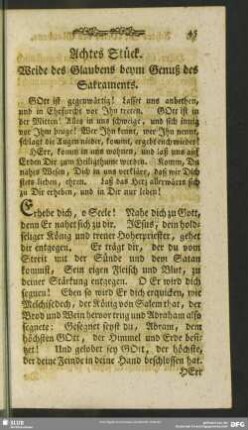 Achtes Stück. Weide des Glaubens beym Genuß des Sakraments