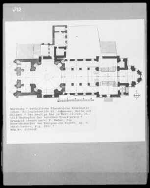 Würzburg, Grundriss der katholischen Pfarrkirche Neumünster