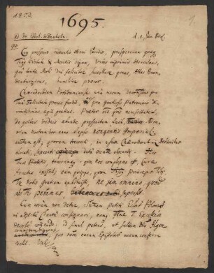 Briefkonzeptbuch der Jahre 1695, 1696, 1697