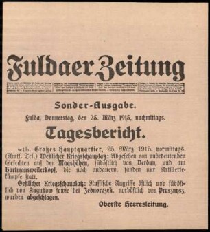 Ausgabe vom Donnerstag, den 25. März 1915.