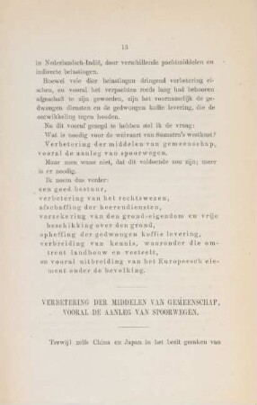Verbetering der middelen van gemeenschap, vooral de aanleg van spoorwegen