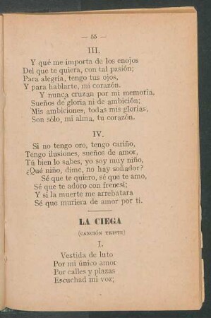 La ciega : (Canción triste)