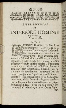 Liber Secundus. De Interiore Hominis Vita.