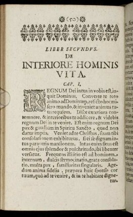 Liber Secundus. De Interiore Hominis Vita.