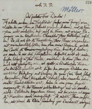 Brief an Heinz Möller im Verlag Voigtländer