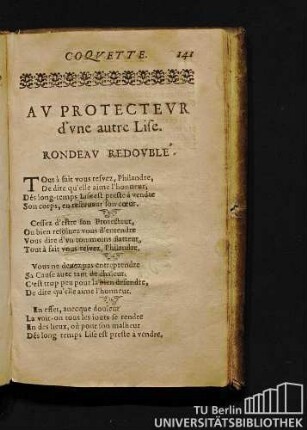 Av Protectevr d'vne autre Life. Rondeav Redovble.