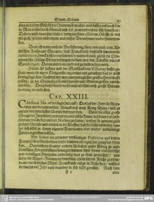Cap. XXIII. Cardinal Mazarini sagte hierauff: ...