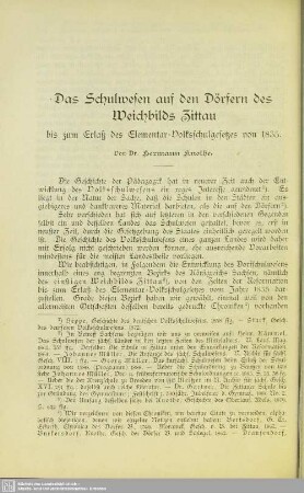 Das Schulwesen auf den Dörfern des Weichbilds Zittau : bis zum Erlaß des Elementar-Volksschulgesetzes von 1835