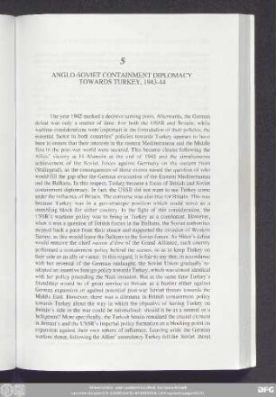 5 Anglo-Soviet Containment Diplomacy Towards Turkey, 1943-44