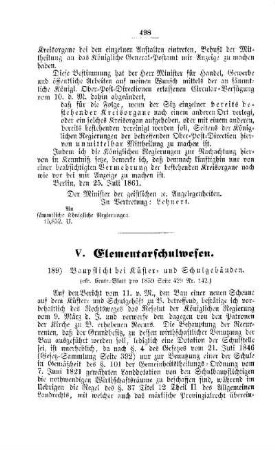 Baupflicht bei Küster- und Schulgebäuden : [V. Elementarschulwesen]