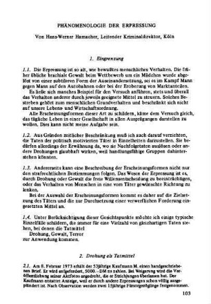 Die Phänomenologie der Erpressung