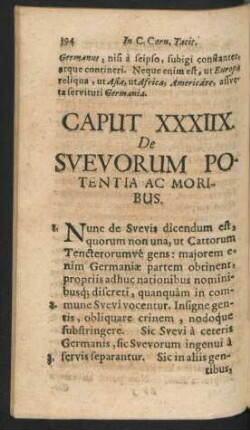 Caput XXXIIX. De Suevorum Potentia Ac Moribus.