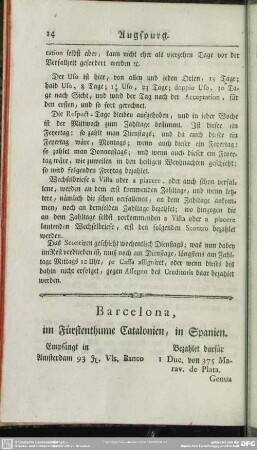 Barcelona, im Fürstenthume Catalonien, in Spanien