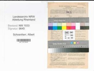 Entnazifizierung Albert Schoenherr , geb. 10.07.1914 (Polizeibeamter)