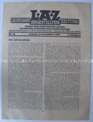 Mitteilungsblatt der Ortsgruppe Leipzig des Zentralverbandes der Angestellten mit einer Jahresbilanz