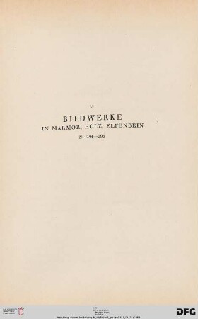 V. Bildwerke (Nr. 254-295)