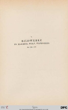 V. Bildwerke (Nr. 254-295)