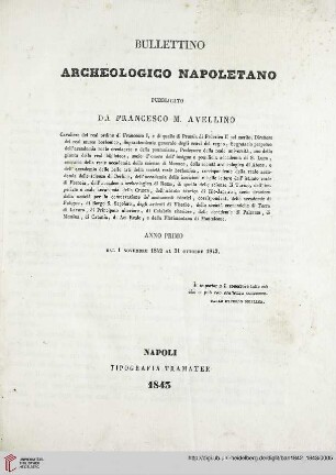 1: Bullettino archeologico Napoletano