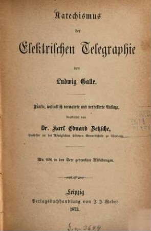 Katechismus der elektrischen Telegraphie
